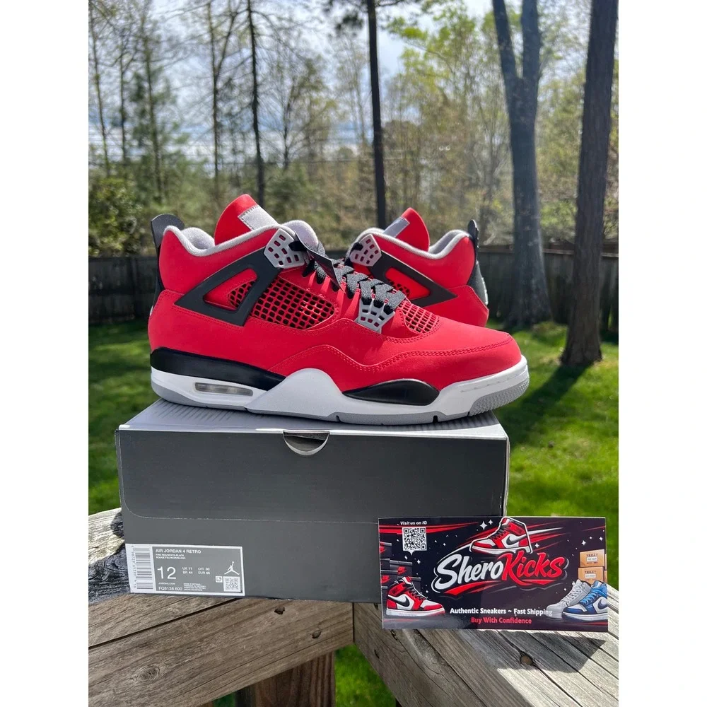 Jordan 4 Retro Toro Bravo Fire Red Black Cement Grey FQ8138-600 Size‎ 8-12